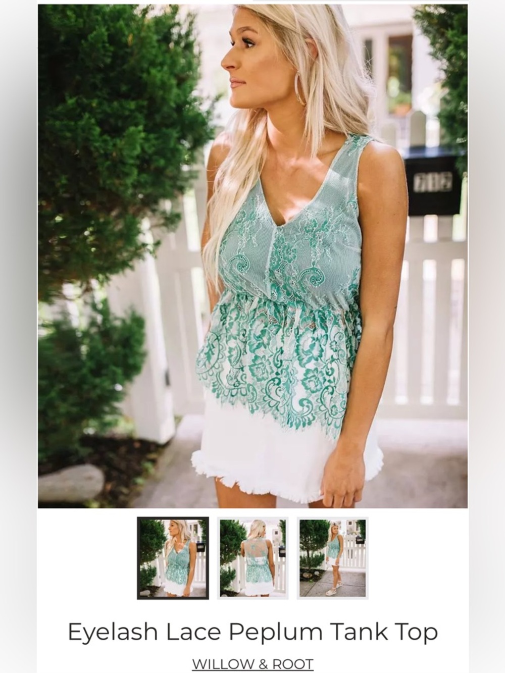 Willow & Root Eyelash Lace Peplum Tank Top XL